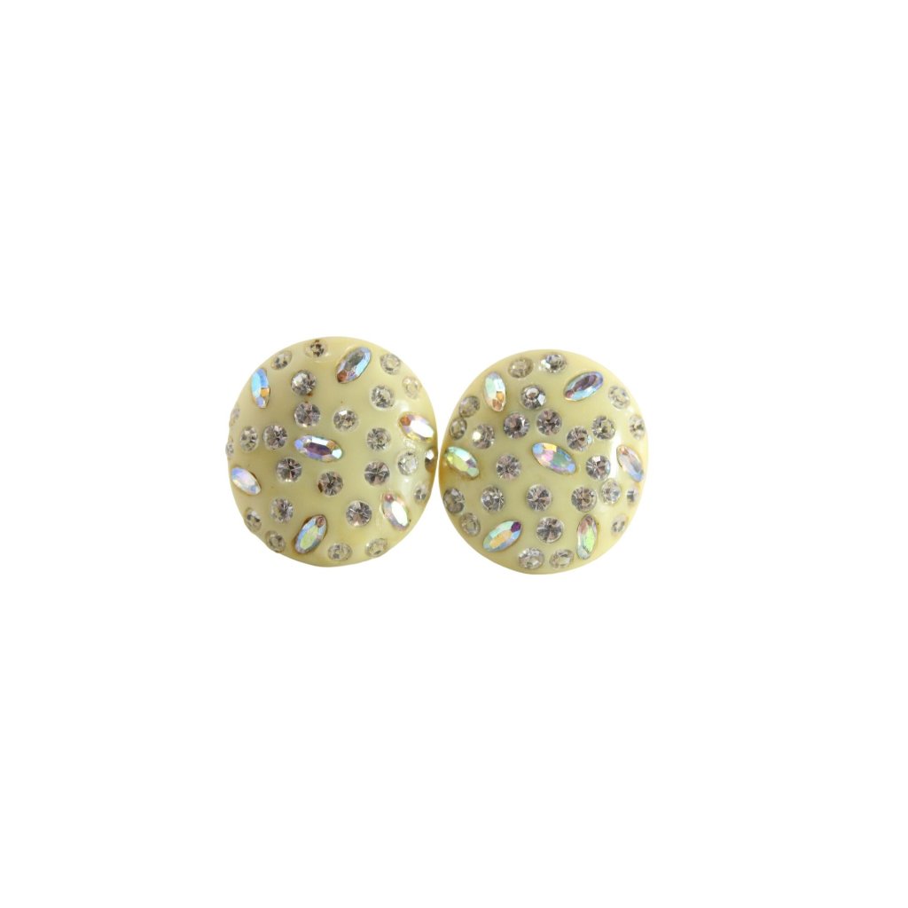 Weiss Vintage Rhinestone Clip On Earrings Beige 77423 22$